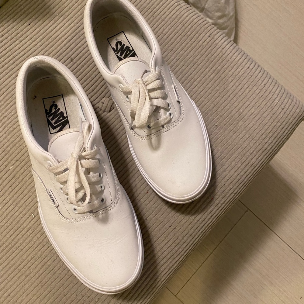 WHITE PLATFORM VANS - Leather